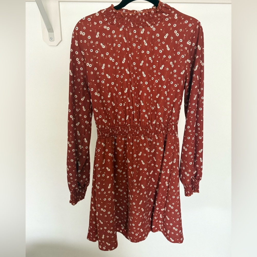 Vestique Floral Long Sleeve Mini Dress | Size Large | Smocked Waist